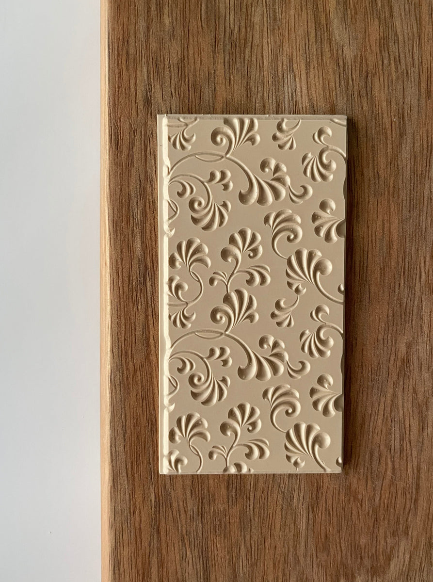 Cool Tools Flexible Texture Tile - 4x2 Inch Plume Embossed Design For Clay & Jewelry Making
