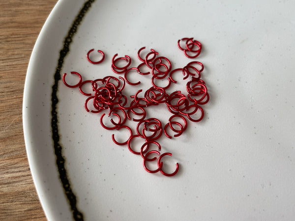 Jump rings, Red, 6 mm (50 pcs)
