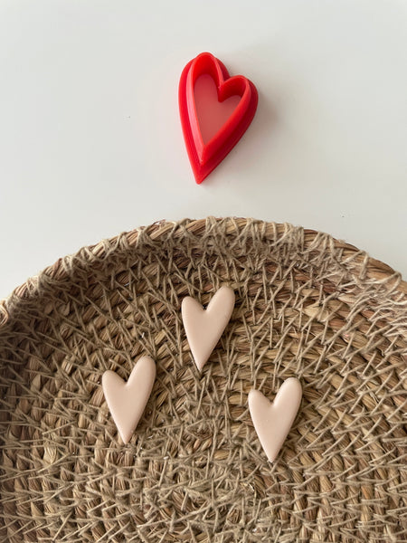 Mini Wide Long Skinny Heart Clay Cutter Valentines Heart Shape